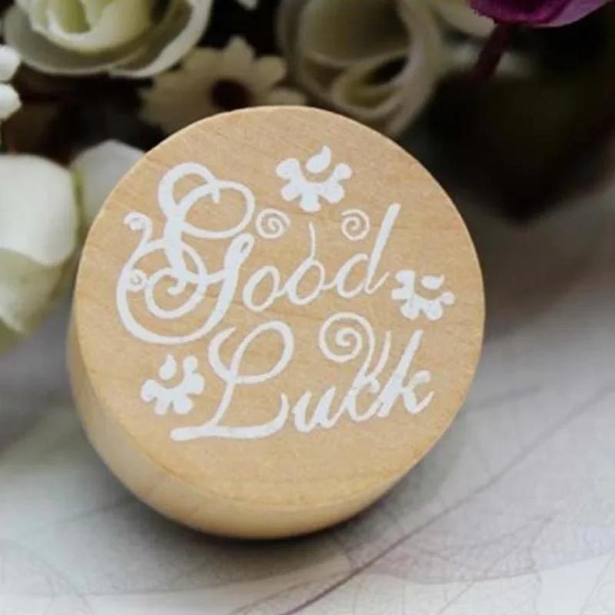 1 Stück Kreativer Retro Runder Holzstempel Beliebter Handschrift Wunsch Sentiment Holz Gummi Runder Stempel Floral Wort Wählen