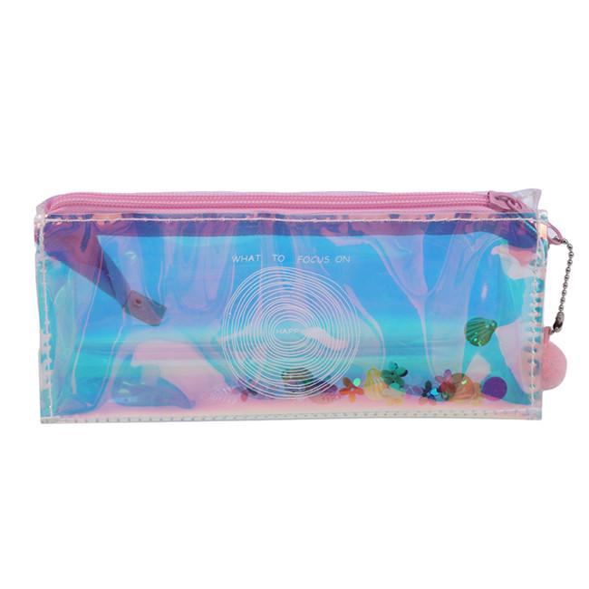 Laser Pencil Case Quicksand Reflective Pencilcase Transparent Penbox Stationery School Supplies