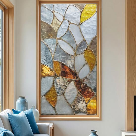 Window Privacy Film Static Window Clings Decorative Plants Butterflies Non-Adhesive Sticker Sun Blocking