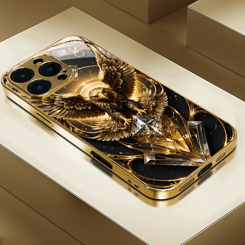 

eagle gold Премиальный чехол для телефона Электролитическое стекло ТПУ Чехол для телефона для iPhone 17 16 15 14 13 12 11pm Pro Plus Ударопрочный iPhone 11 Pro Max