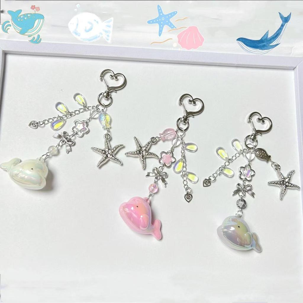 Y2K Whale Shell Starfish Lanyard Phone Charms Ins Style Beaded Keychain Mobile Phone Camera Charms for Girl Gifts
