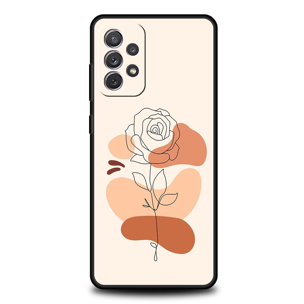 Simplicity Line Art Sun Moon Case For Samsung A15 A13 A51 A71 A41 A31 A21S A03S A05 A12 A32 A52 A23 A25 A33 A53 A73 5G Cover
