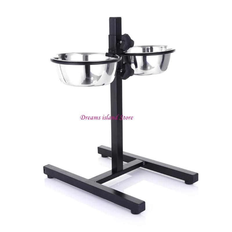 Dog Feeding Bowls Adjustable Elevated Pet Feeding Water Bowls with Stand HX6C