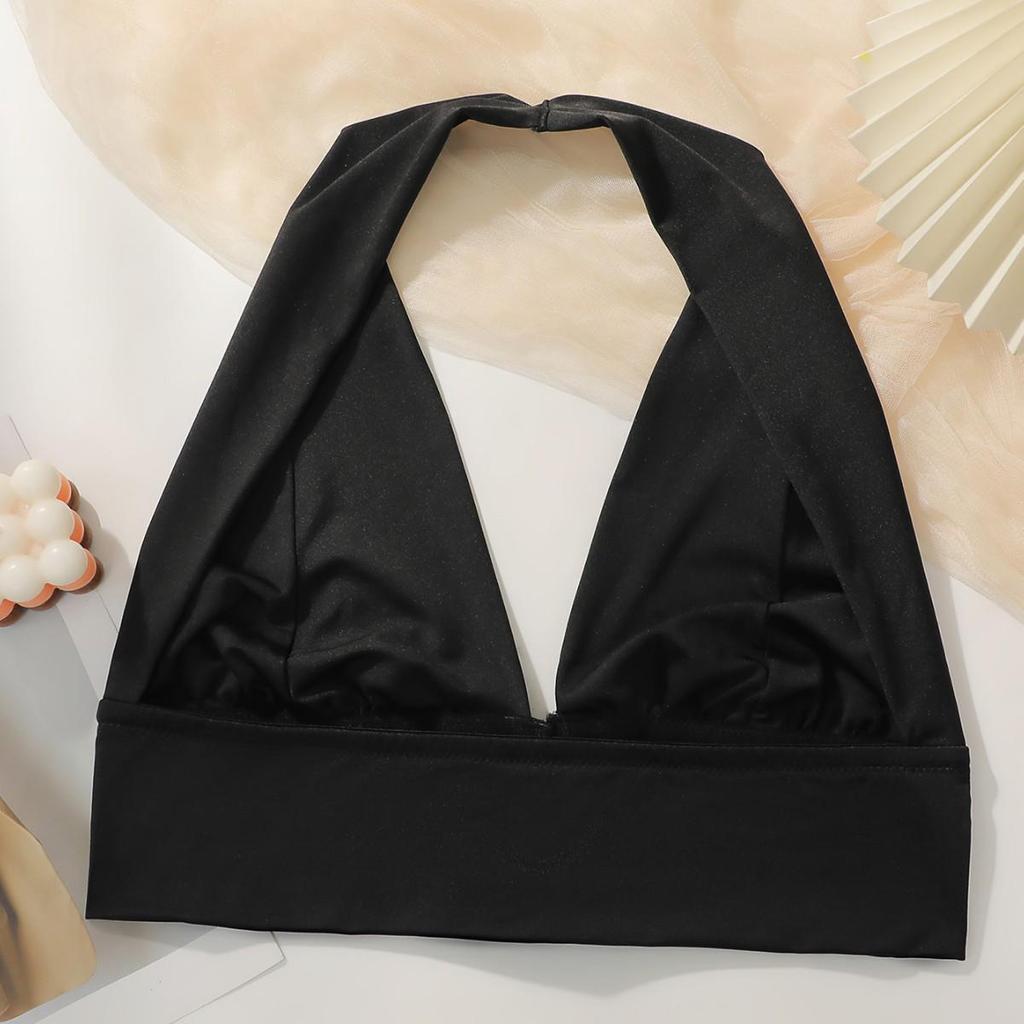 Plus Size European/American Halter Neck Backless Bra with Front Buckle