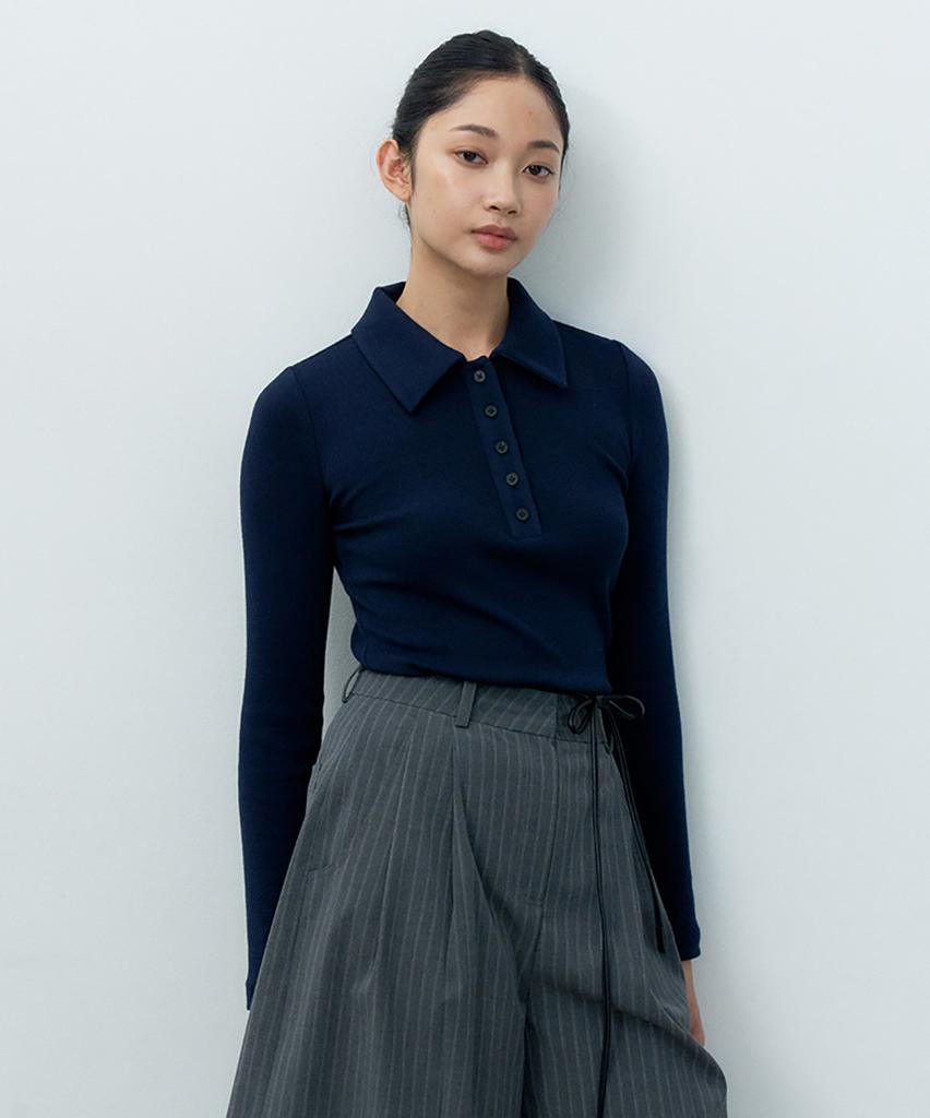 MAKE A TOAST Soft Mix Collared T-Shirt (Navy) Mbfsto025Nv