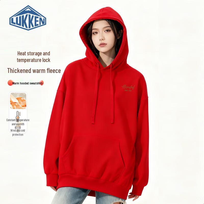 

LUKKEN Women s 2025 New Fleece-Lined Bear Print Hooded Sweatshirt S