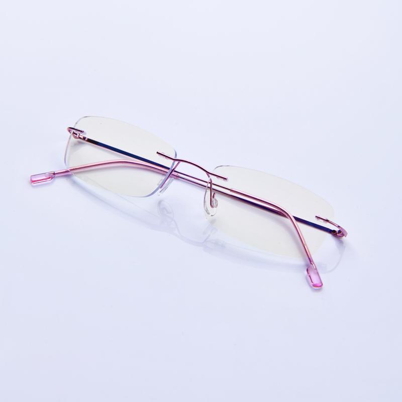 Memory Flexible Rimless Frame Eyeglasses Men Women Blue Light Blocking Prescription Glasses Colorful Blue Pink Pueple Frame