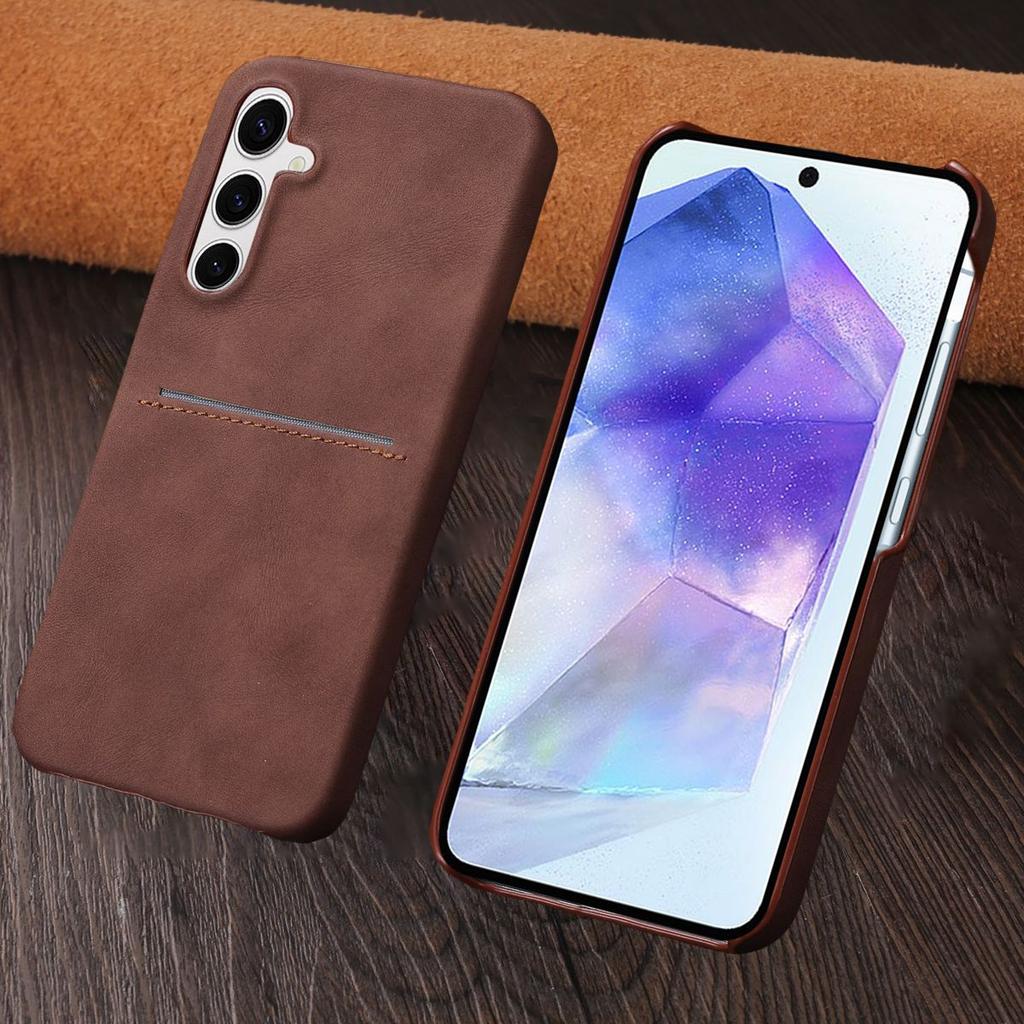Card Slot Sheepskin Leather Texture Case For Samsung S26 S25 S24 S23 Ultra A55 A35 A15 A54 A34 Wallet Thin Hard PC Armor Cover