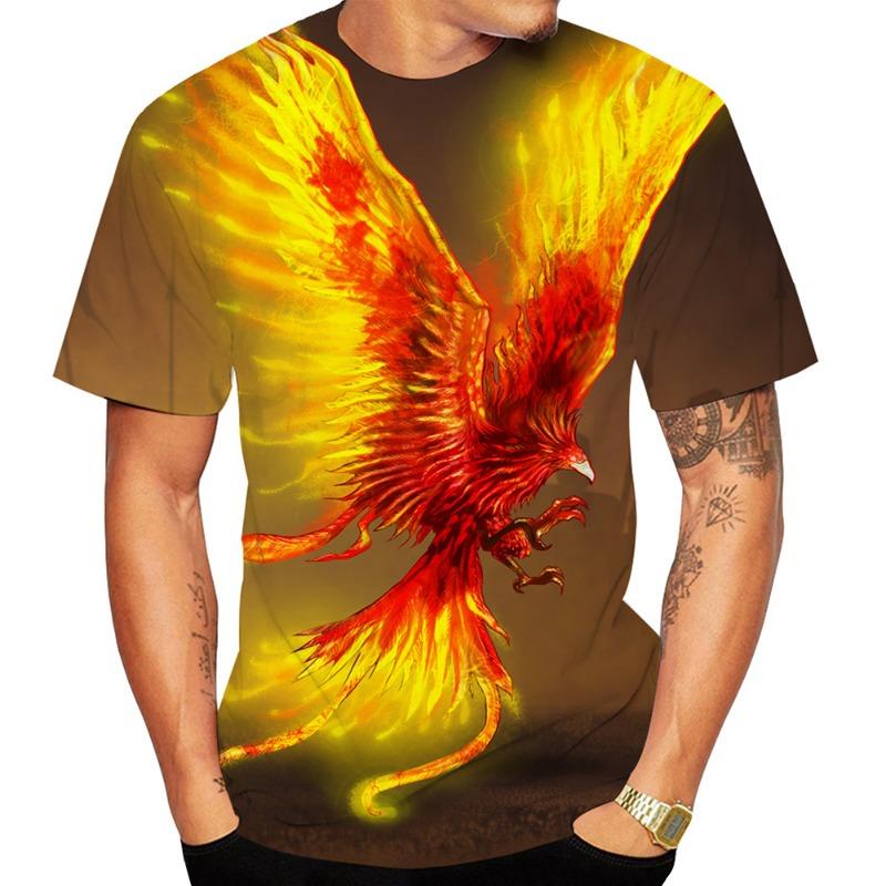 New Fashion Phoenix T Shirts Bird 3D Print Men Woman Short Sleeve T-Shirt Streetwear Oversized Harajuku Kids Tops Tees Clothing