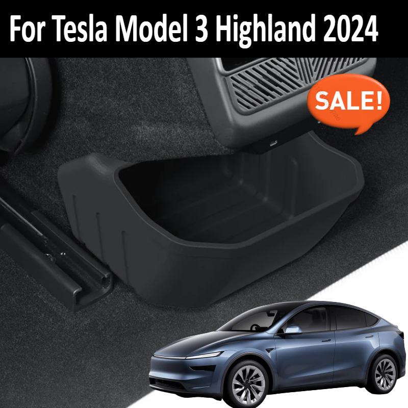 Rear Seat Storage Box Below For Tesla Model 3 Highland 2024 The Rear Air Outlet Storage Box Rear Seat Organizer Tray Accessories