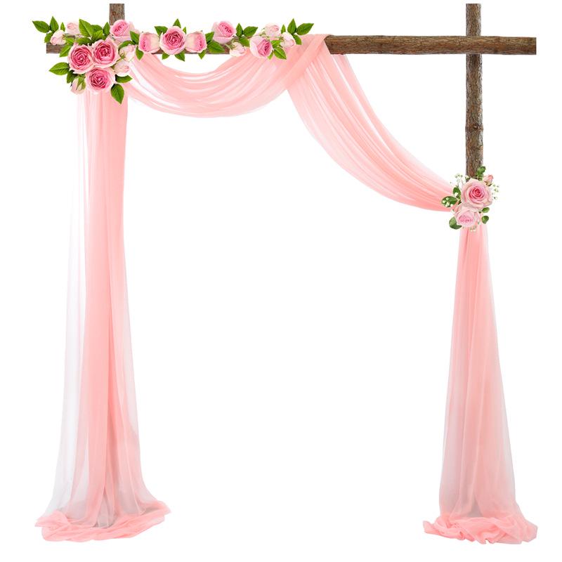 Forest Style Wedding Arch Decoration: Outdoor Lawn Chiffon Gauze Curtains