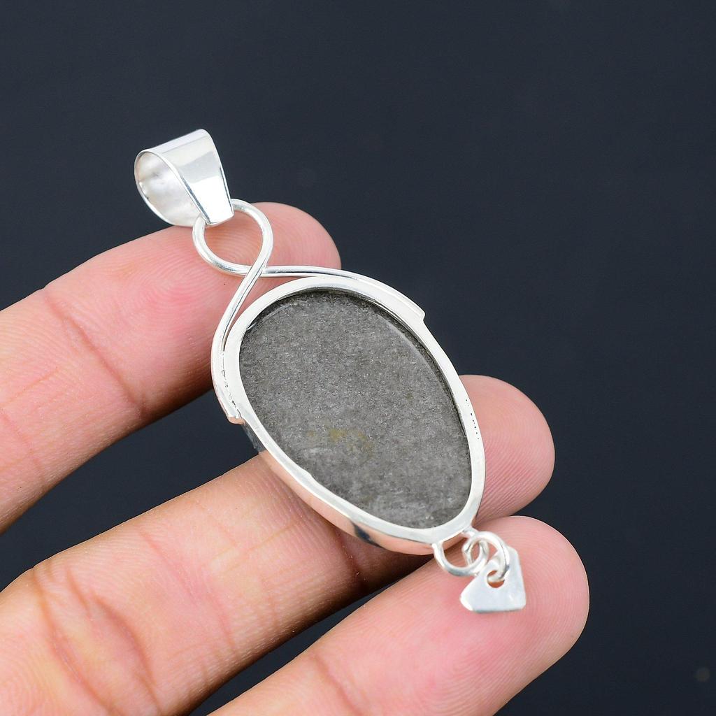 Sisters Day Deal 925 Sterling Silver Oval Natural Silver Sheen Obsidian Pendant