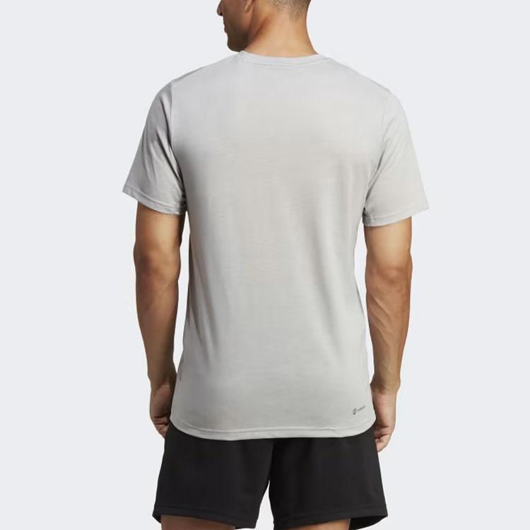 Adidas Train Essentials Feelready Training T-Shirt Solid Logo Round Neck Short Sleeve Men T-Shirts Gray IC7445