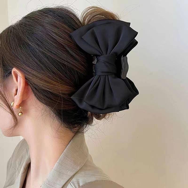 Elegante Damen Schleifen Haarspangen Doppelseitige Große Satin Hai Haarspange Solide Schleife Haarnadeln Haarspangen Haarschmuck