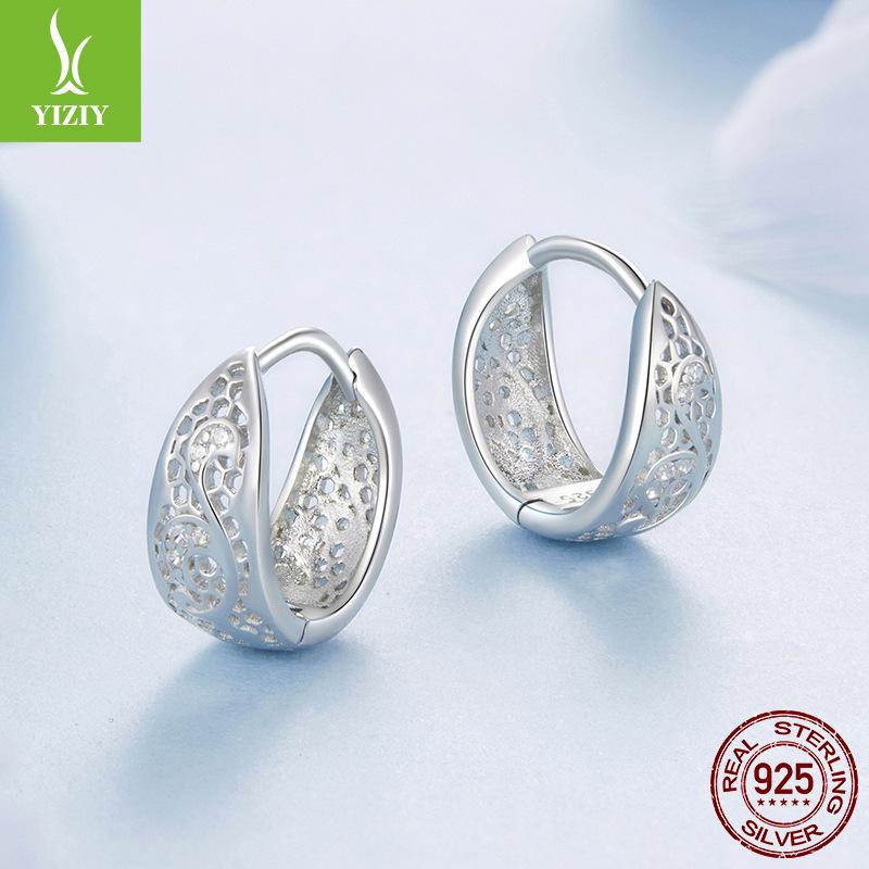 Retro Lace Ear Buckle Women, Simple And Elegant Temperament S925 Sterling Silver Earrings Earrings