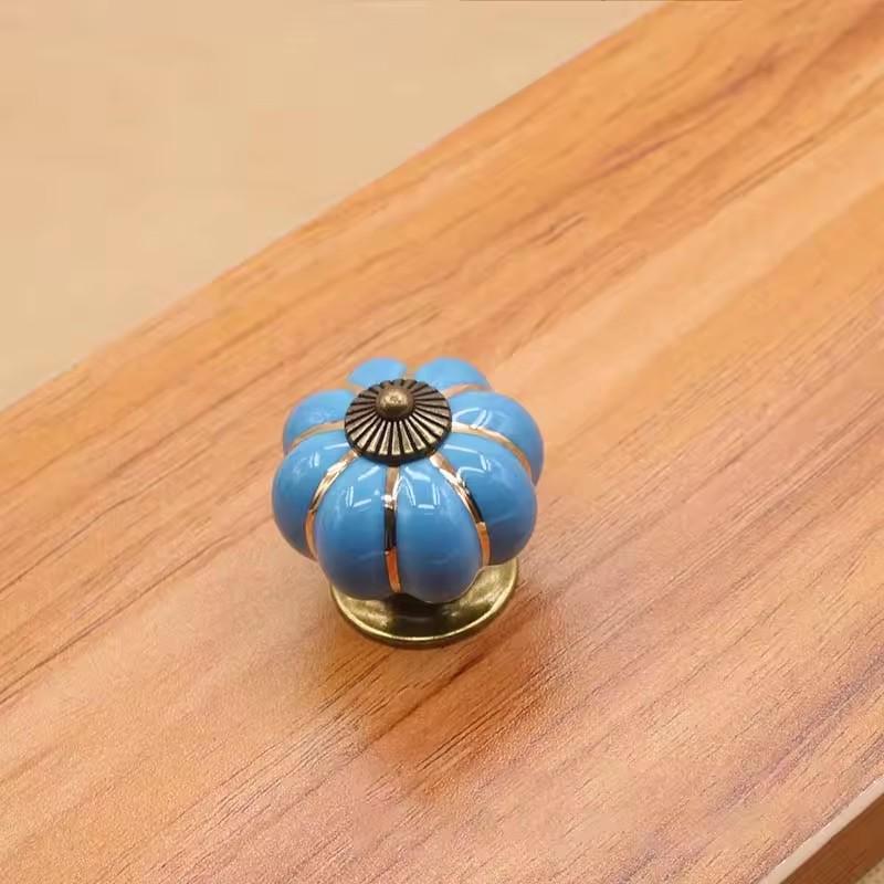 Vintage Furniture Handle Door Knobs Furniture Drawer Cupboard Kitchen Pull Handle Pumpkin Ceramic Cabinet Handles Retro Hardware