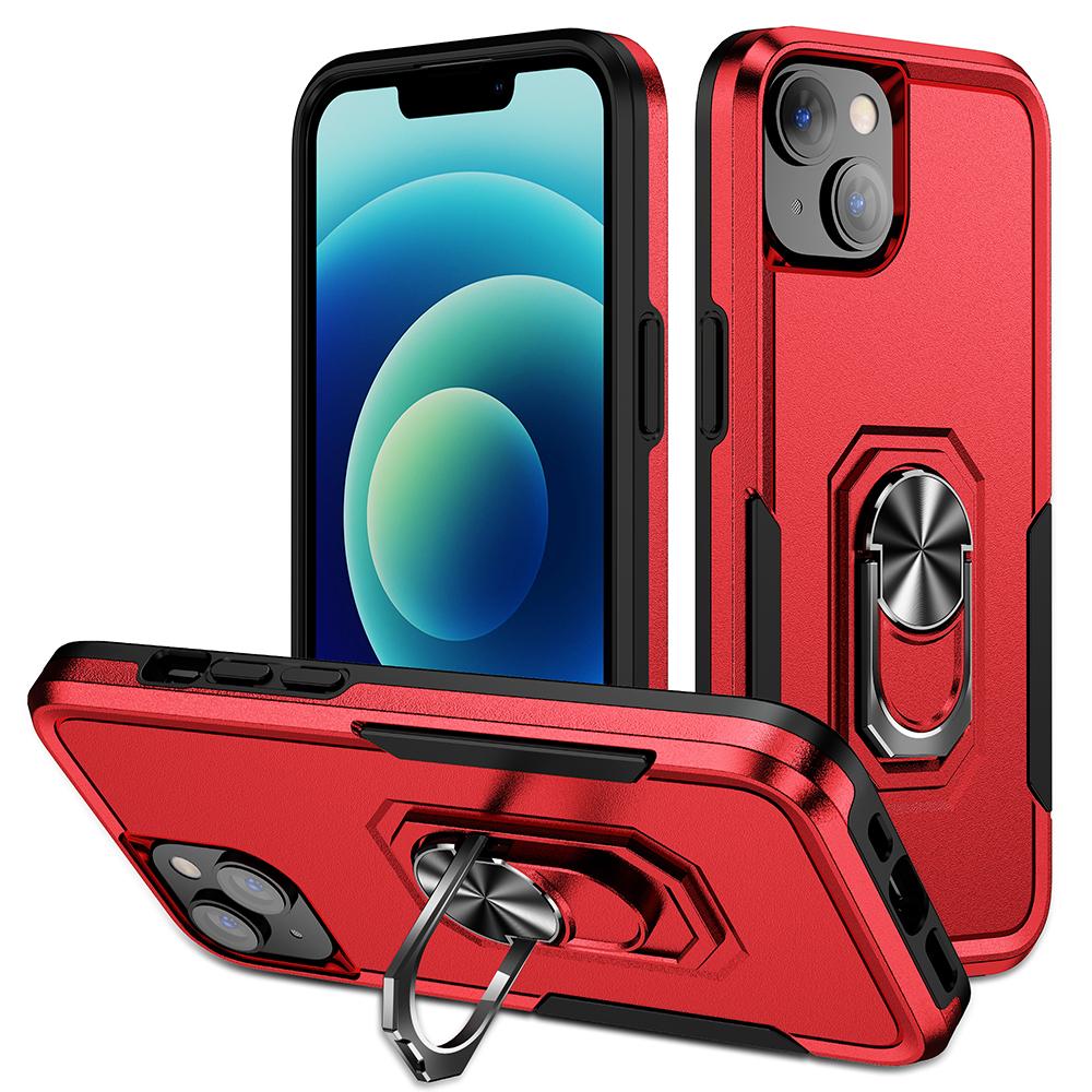 For iPhone 15 PC+TPU Shockproof Cover Anti-fall Phone Case with Ring Kickstand