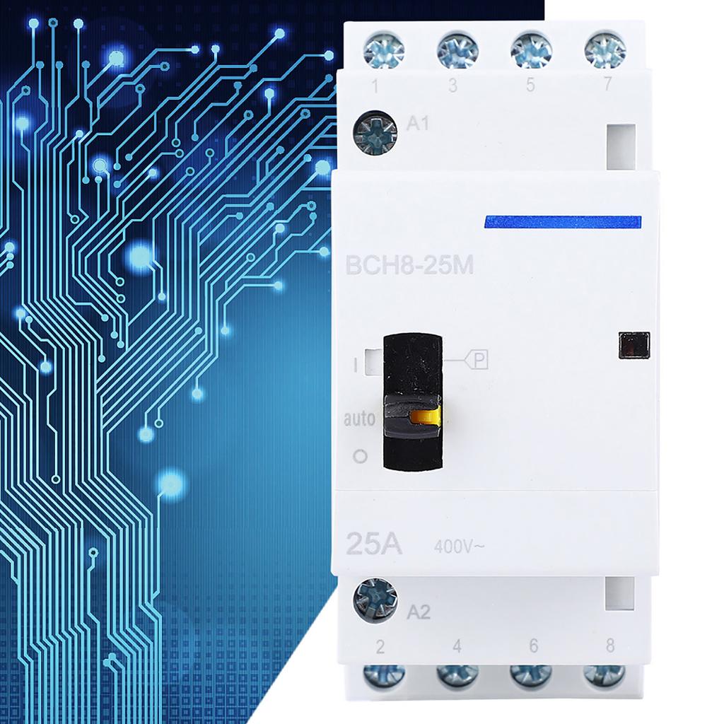 BCH8 25M 230V 4P 25A Household AC Modular Contactor with Manual Control Switch (2NO2NC)