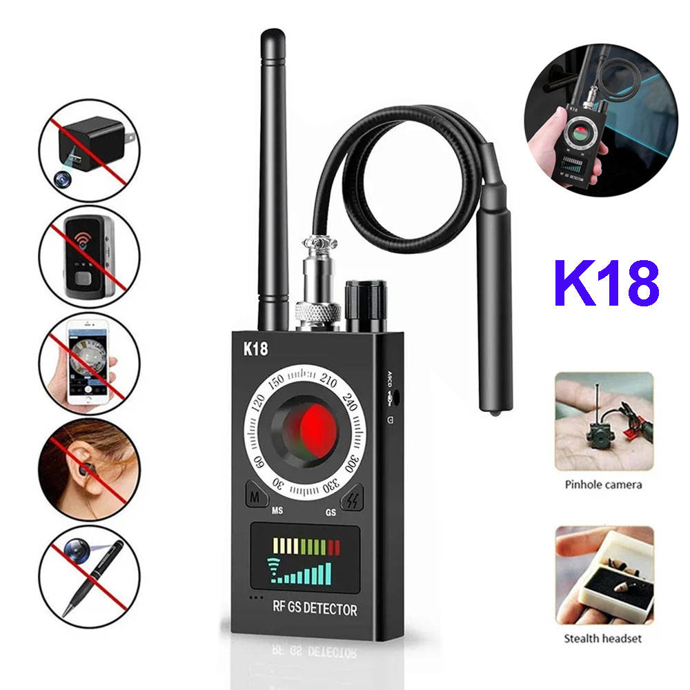 K18 RF Signal Detector RF Locator Tracker Multi-function Anti SPY-Camera Anti-Candid Device GPS GSM Detect