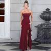 Elegante Abito Estivo Monospalla con Bordi Arricciati e Spacco Laterale per Serate Casual