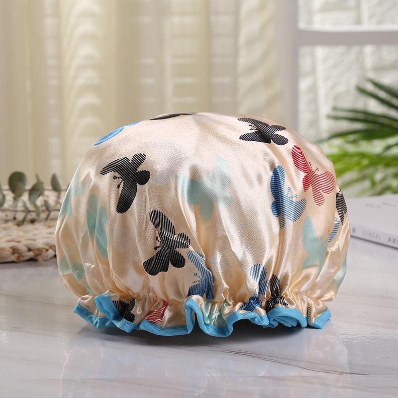 

Двухслойная водонепроницаемая шапочка для ванны и волос для взрослых - для макияжа, кухни, маслостойкая, утолщенная; Настраиваемый логотип 26cm