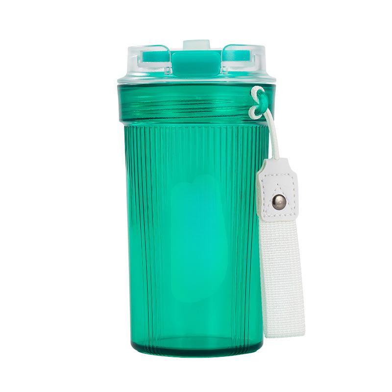 

Пластиковые кофейные чашки для мальчиков и девочек, высококачественная прозрачная портативная веревка большой емкости, устойчивые к высоким температурам и водонепроницаемые чашки. 400ml зелёный