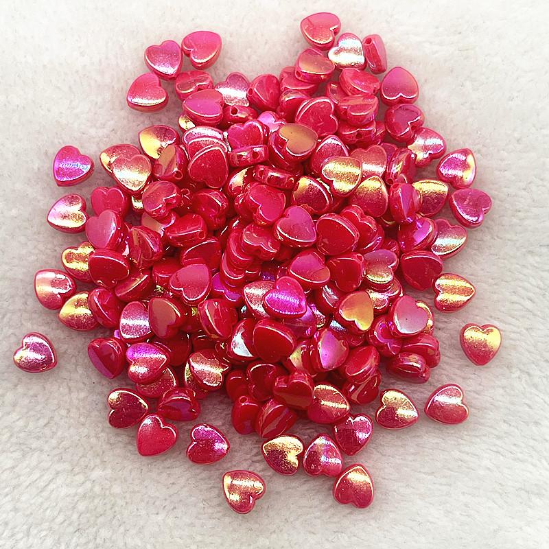 50pcs 8mm AB Colour Heart Shape Acrylic Beads Loose Spacer Beads for Jewelry Makeing DIY Bracelet Necklace Accessories