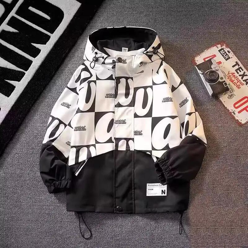 Big Size Spring fall Teenager Boys Coats Casual Outdoor Hooded Sweatshirt For Kids Handsome Children Windbreaker Jacket