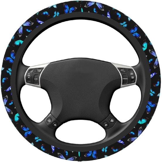 Steering Wheel Cover for Men Women Universal Car Accessories 15  Blue Butterfly