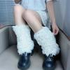 Retro Imitation Fur Leg Cover Spring And Autumn Thin Color Matching Plush Jk Boot Cover Summer Trendy White Stacking Socks Cover