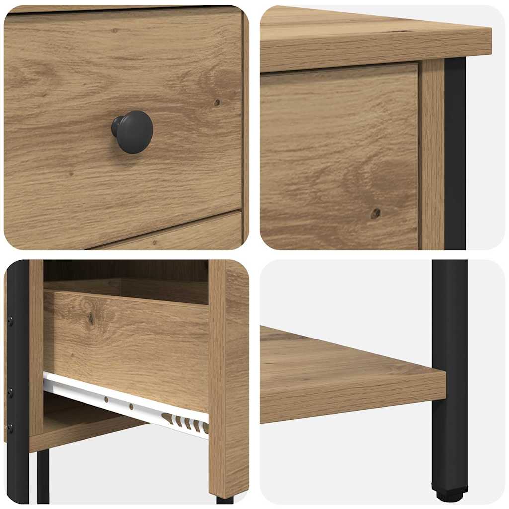 Nightstand Set of 2 Oak Style Handcrafted 32 X 42 X 70 Cm