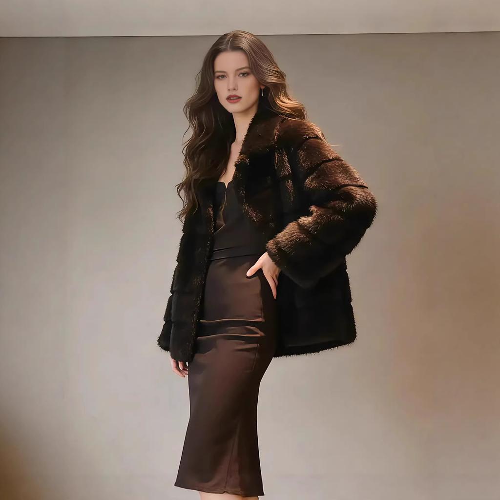 Sable jacket women's clothing warm POLO collar autumn and winter new simple temperament celebrity style environmentally friendly fur