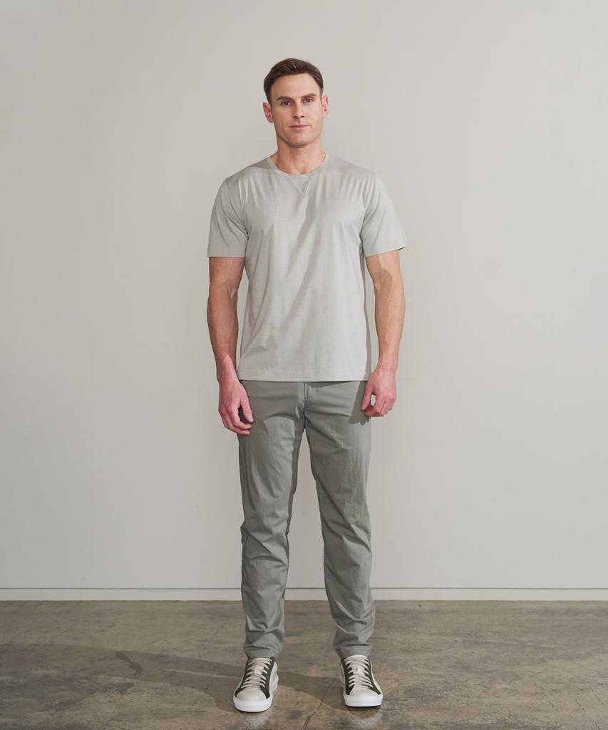 PANICALE Beige Gray Basic Round Short Sleeve T-Shirt