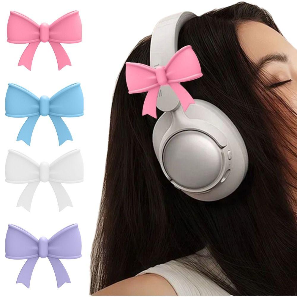 2PCS Bow Shape Headset Attachment 3D Earphone Charms Universal Headphone Accessories Girls