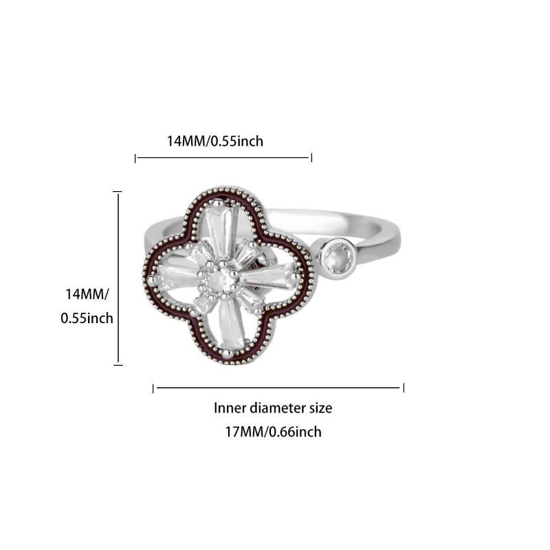 

Новое циркониевое вращающееся кольцо-клевер с четырьмя лепестками, открытое, регулируемое, модное, легкое, роскошное кольцо, женское