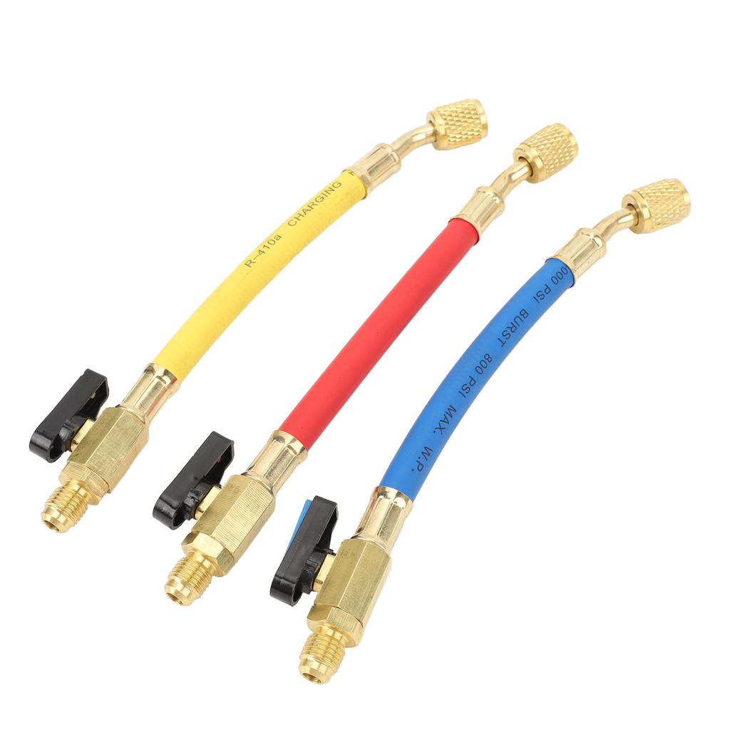 R134A R410A R22 R12 Charging Hoses Refrigeration Charging Hose Set with Ball Valve Color Coded for HVAC AC Maintenance
