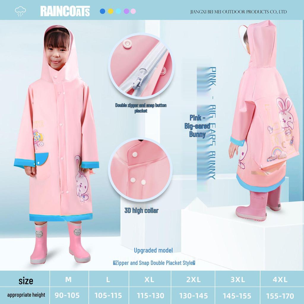 Children's Cartoon Rain Poncho with Backpack Slot for Kids