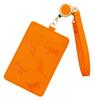 Mukojima Automotive Parts Manufacturing "I Love Cats" Pass Case, Camel Orange, with Reel, Double-Sided, IC Card Case, Employee ID Card Case, and