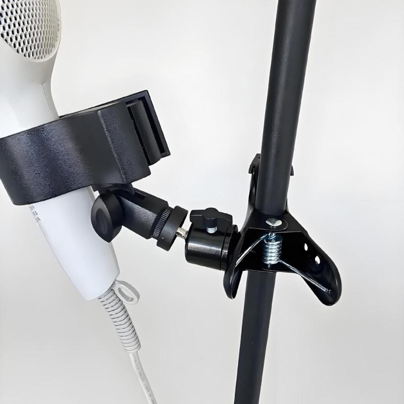 Adjustable 360 Degree Rotating Hair Dryer Holder Adjustable Blow Dryer Stand Metal Base Holder for Bathroom Salon