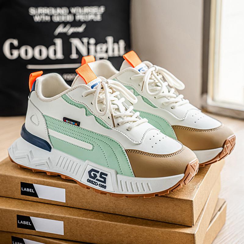 Men s shoes autumn new leisure sports dopamine color scheme youth thick-soled non-slip wear-resistant dad shoes 39