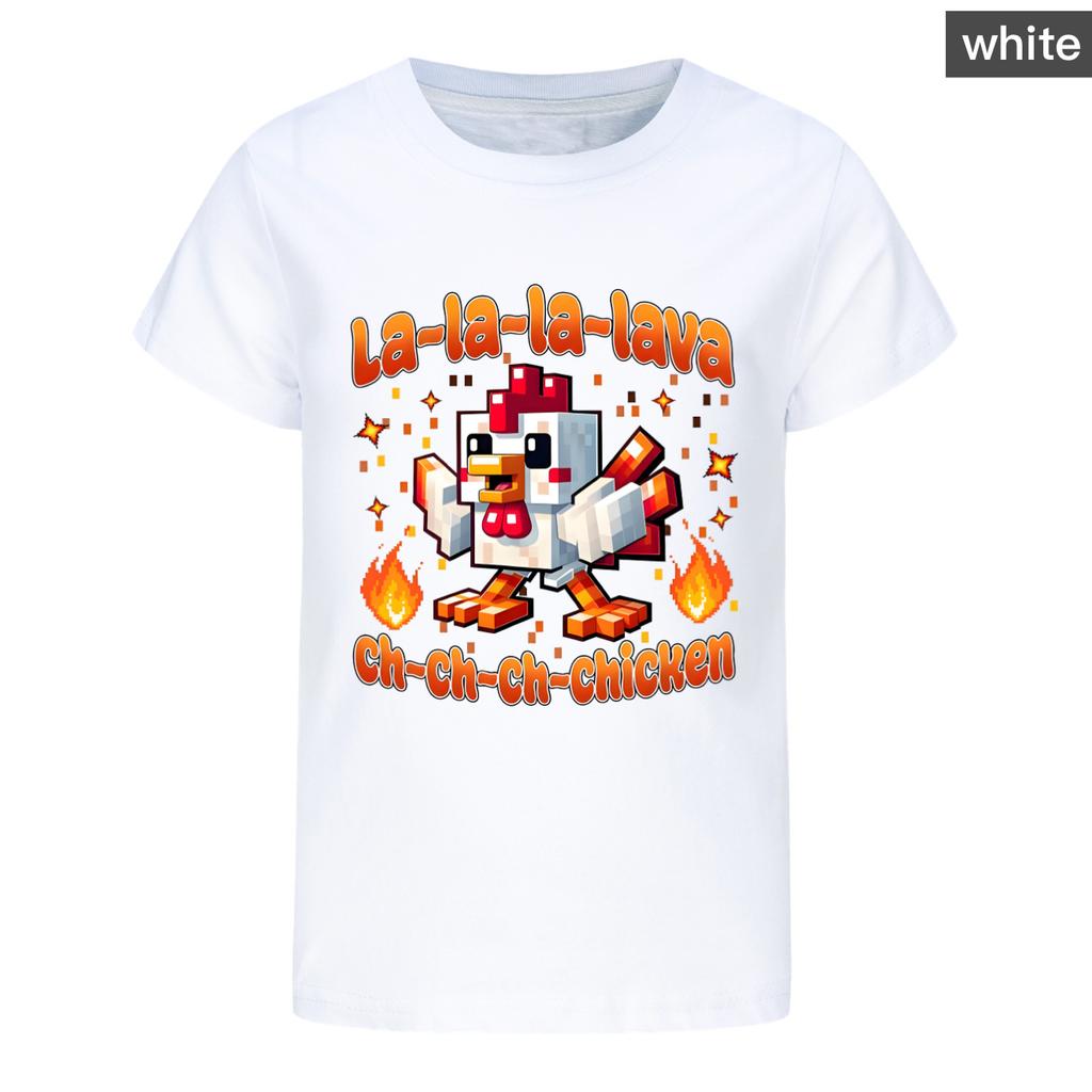 STEVE 'S LAVA CHICKEN Kids Clothes Cartoon Summer Baby Girls Cotton Short Sleeve Outerwear Fashion Boys T Shirt Children Clothes