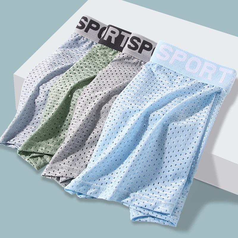 

6 Pcs Men s Underwear Men s Ice Silk Mesh Boxers Breathable Mesh Four-corner Pants Pants Youth Shorts 4XL