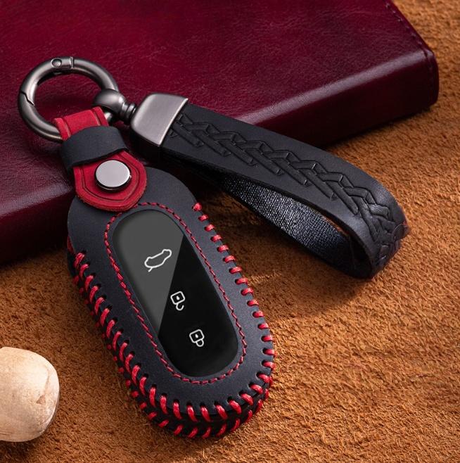 

3 Кнопки Кожаный Чехол для Ключа Автомобиля для AITO M5 M7 2022 M9 2024 Оболочка Брелока Дистанционного Ключа Кожаный Брелок чёрный