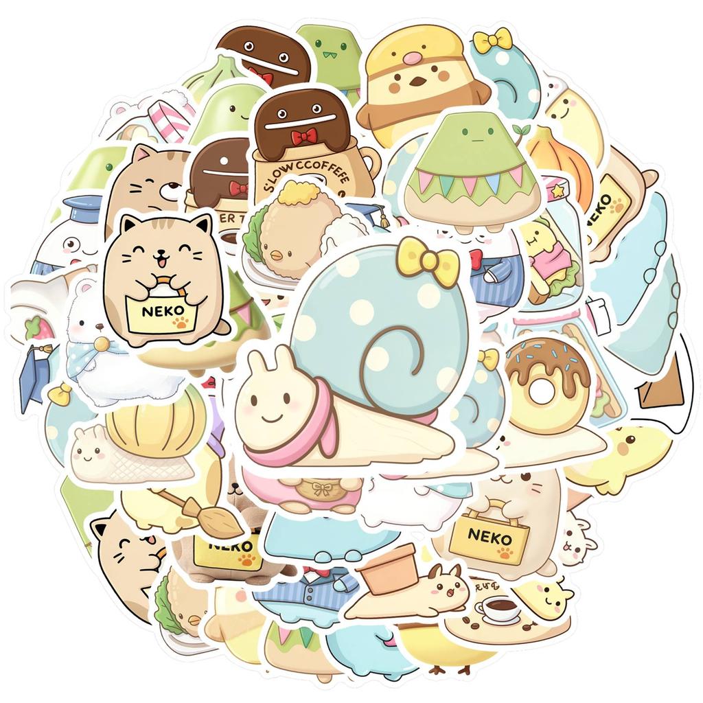 35pcs-50pcs Cute Cute Cartoon Stickers Whimsical Food Stationery Stickers Stickers For Laptop Luggage Scrapbook
