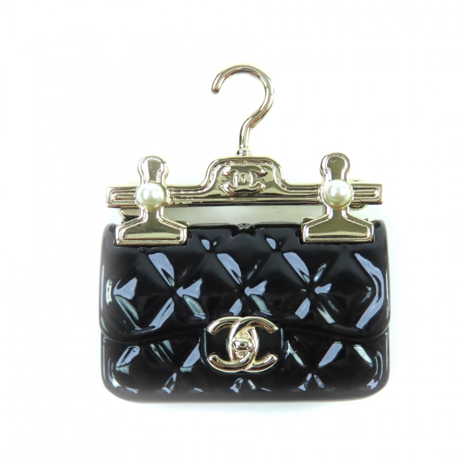 

CHANEL Brooch COCO Mark F Pearl Bag Design black Women B23C AB9849 Used