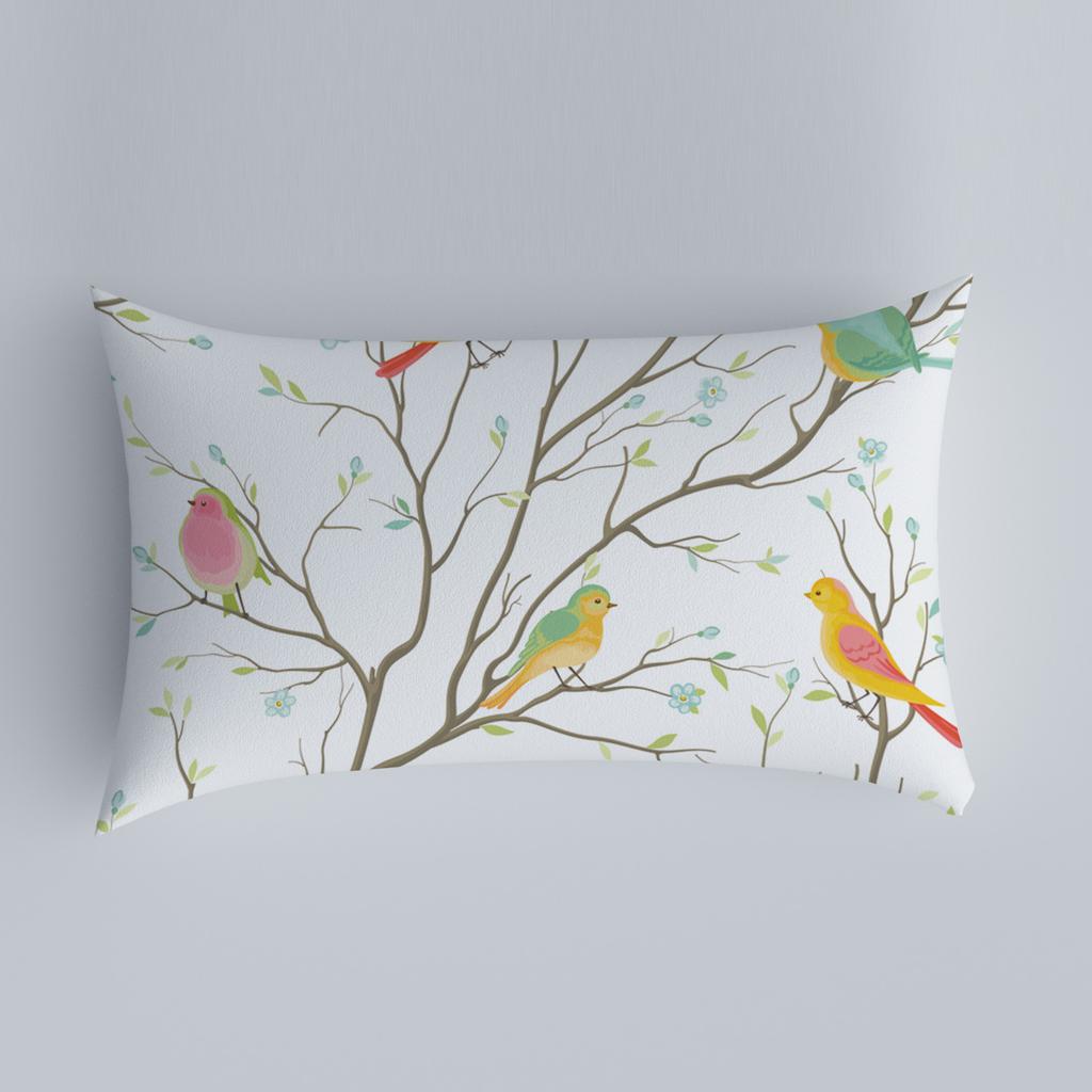 Bedroom Living Room Sofa Home Pillowcase Car Back Pillowcase Chinese Pillowcase Flower and Bird Pattern Cushion Cover