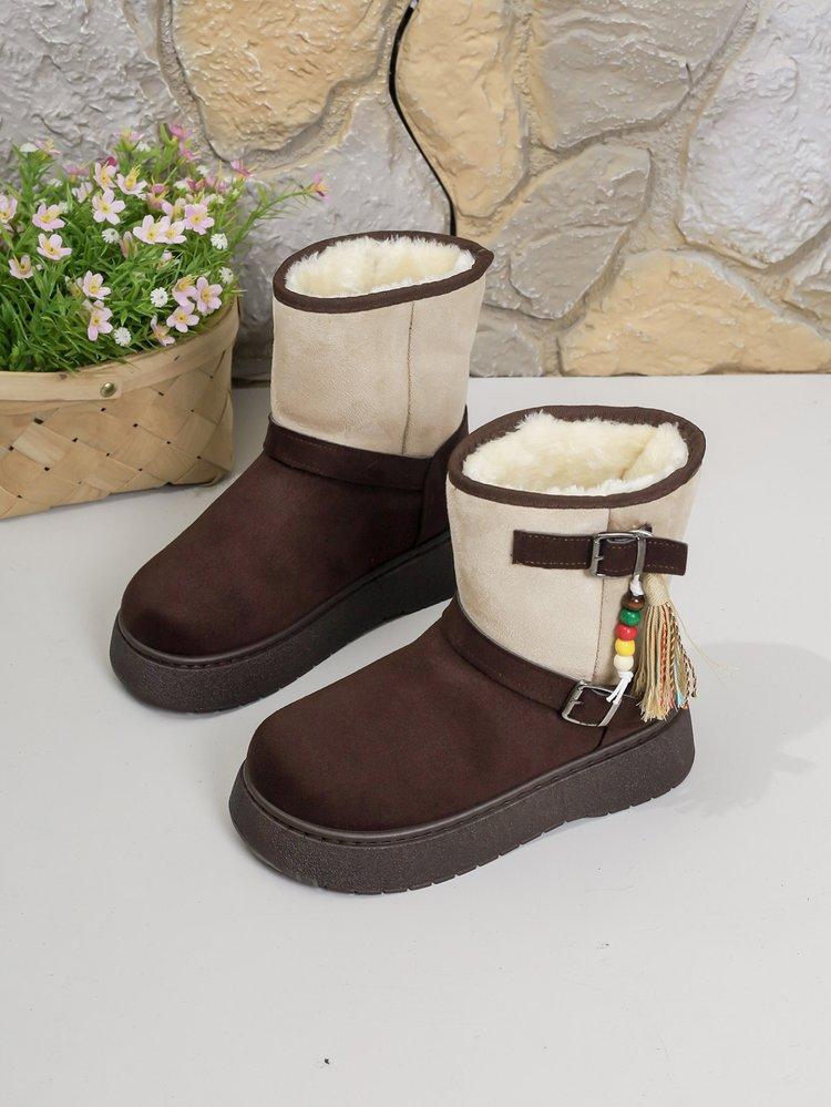 

Женские толстые зимние сапоги большого размера, теплые осенью и зимой, женские ретро хлопковые сапоги на одной педали 42