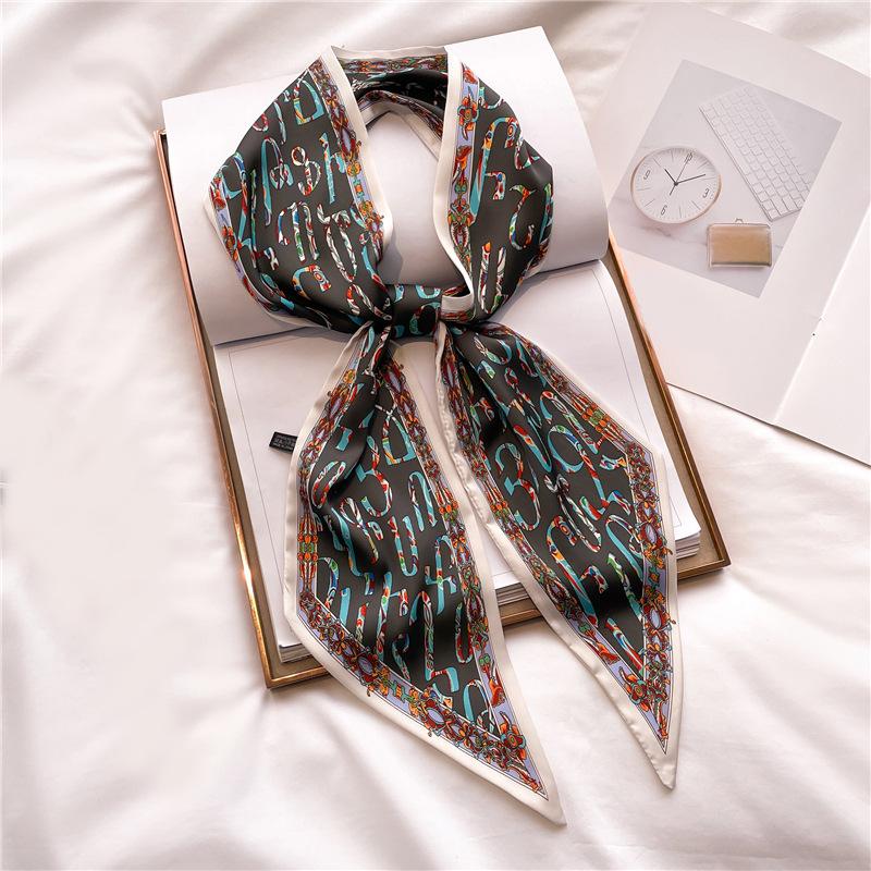 Korean Thin Narrow Ribbon Angled Scarf With Temperament Fashionable Women's Headscarf Small Decoration Versatile Spring Autumn
