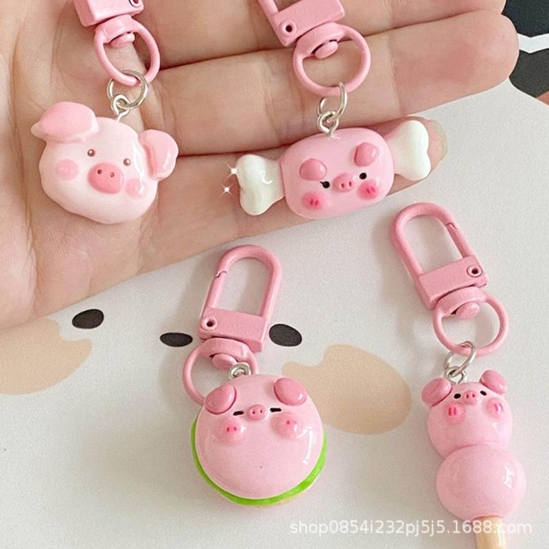 Pig Pendant Alloy Acrylic Material Long Lasting Use Animal Keychain for Bag