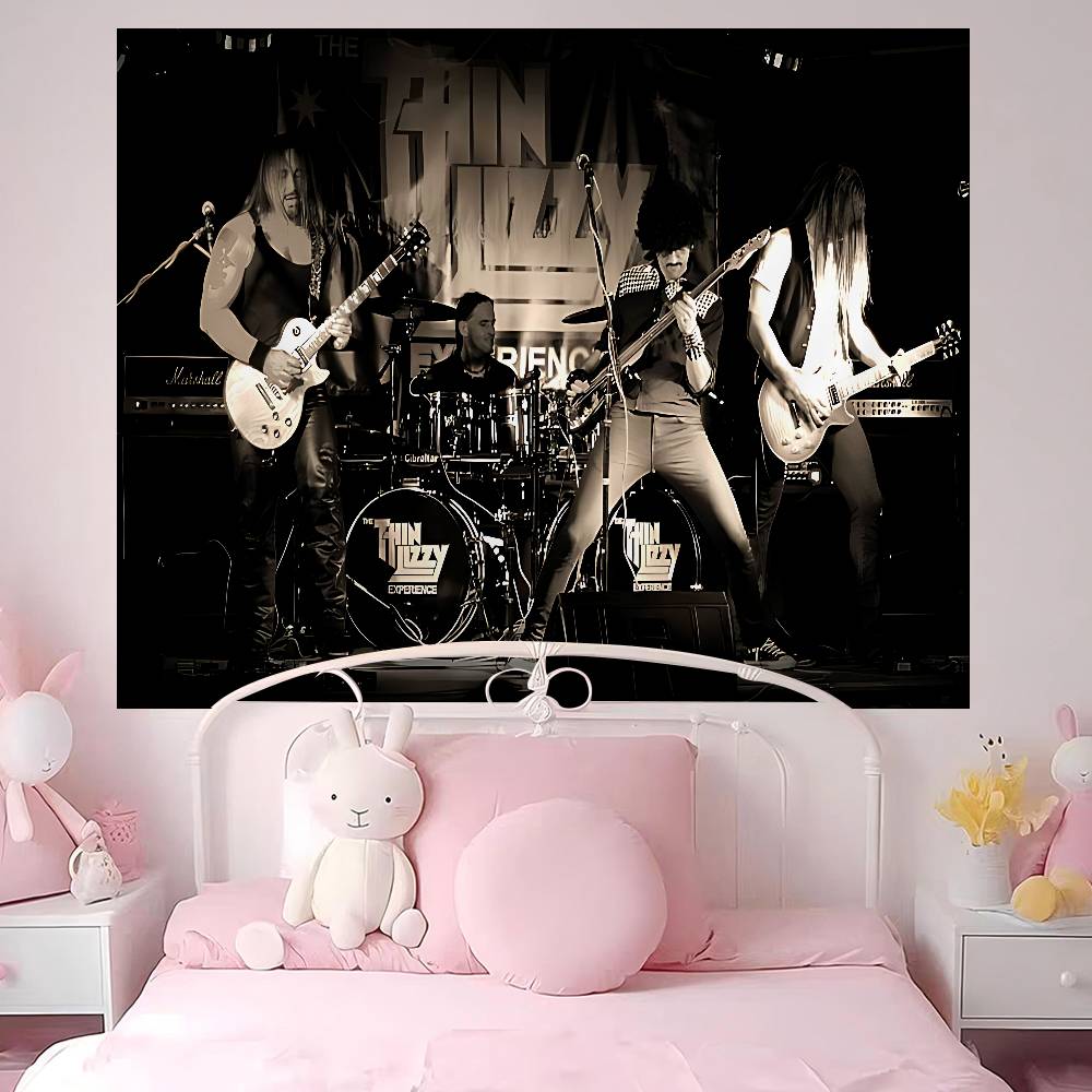 Rock Band TThin LizzyS Anime Tapestry Hippie Flower Wall Carpets Dorm Decor Cheap Hippie Wall Hanging